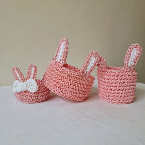Panier rond décoration lapin 3 pièces